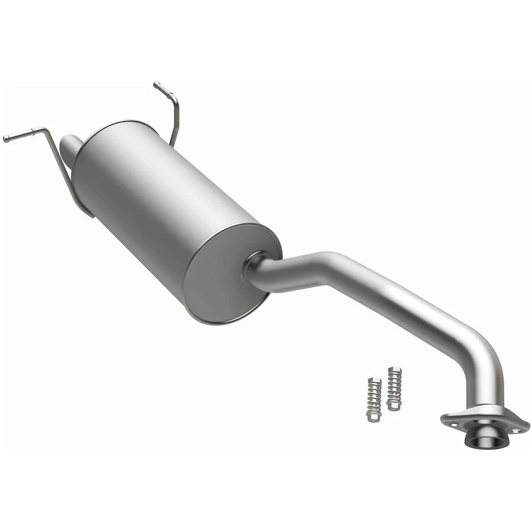 108-0246 – BRE EXHAUST Exhaust Muffler, 7 Inch Diameter Round Aluminized Steel Case Single 2 Inch Offset Inlet Single...